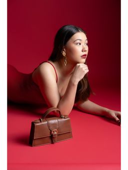 Eske - Women Brown Willow Solid Satchel Bag with Detachable Strap