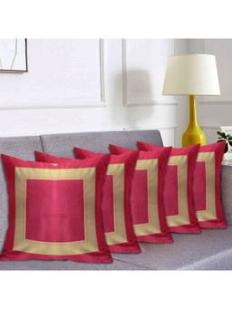 Kuber Industries - Pink Dot Print Soft Decorative Cushion Covers (Pack of 5)