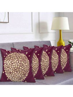 Kuber Industries - Purple Rangoli Print Soft Decorative Cushion Covers (Pack of 5)