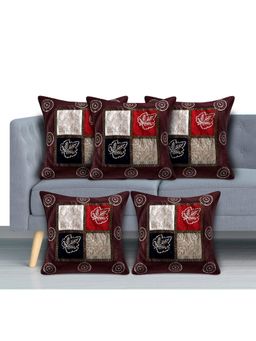 Kuber Industries - Brown Printed Soft Decorative Square Cushion Covers (Pack of 5)