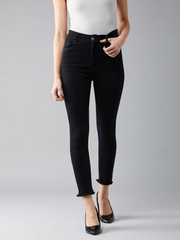 DOLCE CRUDO - Women's Black Solid Skinny High Waist Jeans