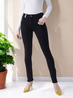 Miss Chase - Women's Black Solid Slim High Waist Jeans