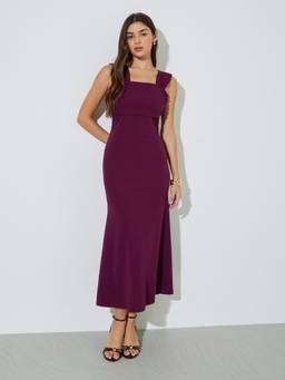 Styli - Women Purple Solid/Plain Polyester Dress
