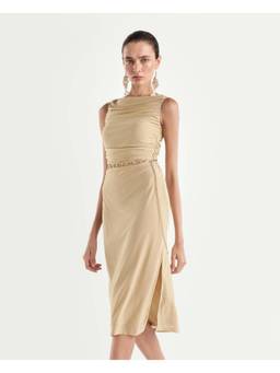 RAREISM - Women Gold Solid/Plain Acrylic Dress