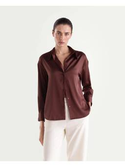 RAREISM - Women Purple Self Design Polyester Shirt
