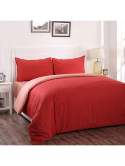 Maspar - Colorart Hannah Solid 200TC Red Duvet Cover & 2 Pillow Cases (Set of 3)