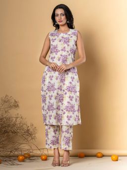Readiprint - Women Purple Floral Kurta with Palazzo (Set of 2)
