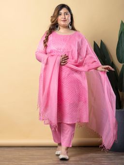 Readiprint - Women Pink Printed Kurta with Pant and Dupatta (Set of 3)