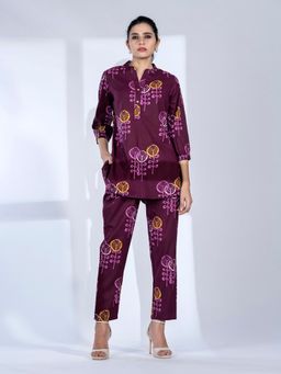 Readiprint - Women Purple Printed Co-Ord (Set of 2)
