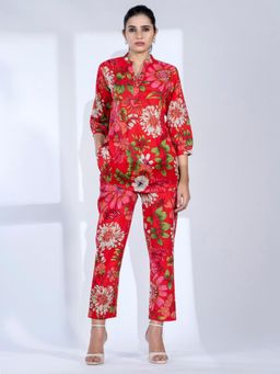 Readiprint - Women Red Printed Co-Ord (Set of 2)