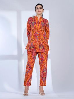 Readiprint - Women Orange Printed Co-Ord (Set of 2)