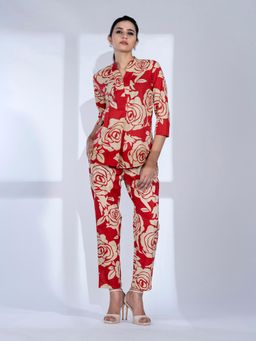 Readiprint - Women Red Printed Co-Ord (Set of 2)