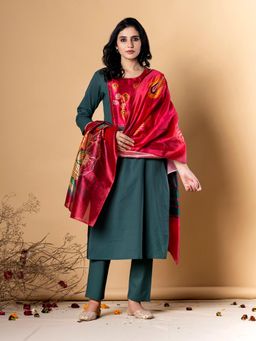 Readiprint - Women Green Embroidered Kurta with Pant and Dupatta (Set of 3)