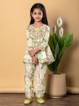 Readiprint - Girls Olive Printed Kurti with Palazzo (Set of 2)