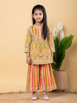 Readiprint - Girls Yellow Printed Kurti with Sharara (Set of 2)