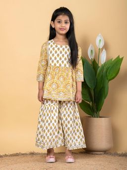 Readiprint - Girls Green Printed Kurti with Sharara (Set of 2)