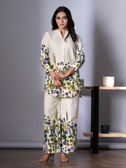 Readiprint - Women Off White Printed Co-Ord (Set of 2)