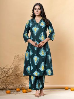 Readiprint - Women Teal Printed Kurta with Palazzo (Set of 2)