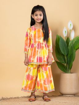Readiprint - Girls Yellow Printed Kurti with Sharara (Set of 2)
