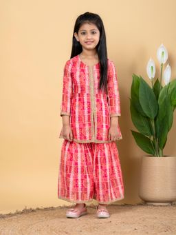 Readiprint - Girls Pink Printed Kurti with Sharara (Set of 2)