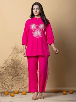 Readiprint - Women Pink Embroidered Co-Ord (Set of 2)