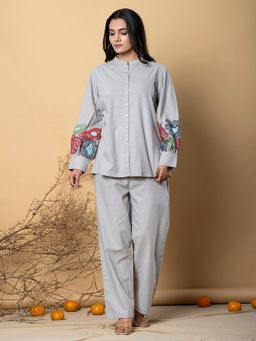 Readiprint - Women Grey Embroidered Co-Ord (Set of 2)