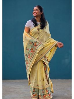 APAAPI THREADS OF GLORY - Yellow Handloom Stitched Mekhela and Stitched Chador with Unstitched Blouse