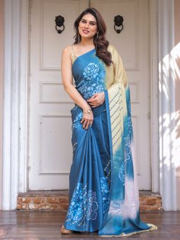 ALMAARI FASHION - Multi-Colour Floral Saree with Unstitched Blouse