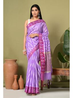 THE WEAVERS SHOP BY RAAVI - Purple Pure Cotton Woven Saree with Unstitched Blouse