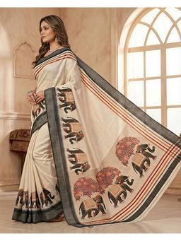 THE WEAVERS SHOP BY RAAVI - Beige Art Silk Woven Saree with Unstitched Blouse