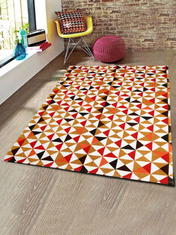 Saral Home - Cotton Printed Carpet (Red, 120X180 cm)