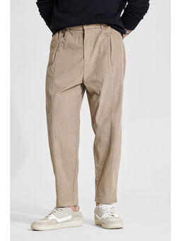 Snitch - Beige Solid Relaxed Casual Trouser for Men