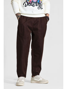 Snitch - Brown Solid Regular Casual Trouser for Men