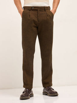 The Bear House - Mens Brown Regular Fit Formal Trouser