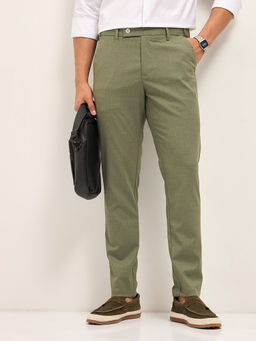 The Bear House - Mens Olive Slim Fit Formal Trouser