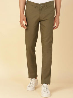 Fabindia - Olive Cotton Slim Fit Regular Casual Trouser
