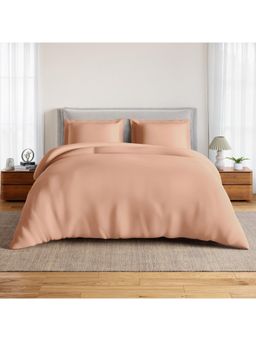 SPACES - Orange Solid Cotton King Bedsheet with Pillow Covers