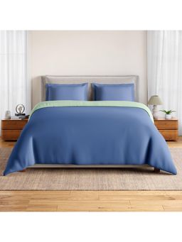 SPACES - Blue Solid Cotton Double Blanket Quilt