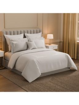 SPACES - Grey Solid Cotton Large Bedsheet with Pillow Covers