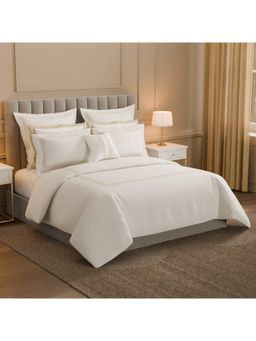 SPACES - Cream Solid Cotton Double Duvet Cover