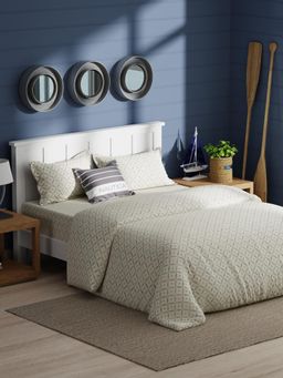 Nautica - Olive Floral Cotton Double Comforter with Bedsheet and Pillow Covers