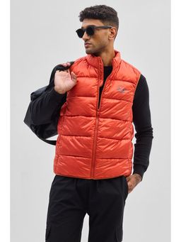 Snitch - Orange Sleeveless Puffer Vest Jacket