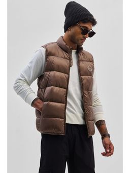 Snitch - Brown Sleeveless Puffer Vest Jacket