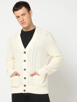 GAP - Off White Textured Regular Fit Sweater