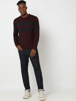 GAP - Burgundy Stripes Regular Fit Sweater