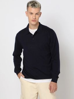 GAP - Navy Blue Solid Regular Fit Sweater