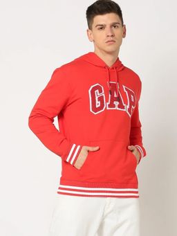 GAP - Red Solid Regular Fit Hoodie
