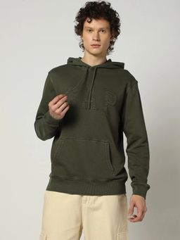GAP - Olive Solid Regular Fit Hoodie