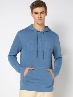 GAP - Blue Solid Regular Fit Hoodie