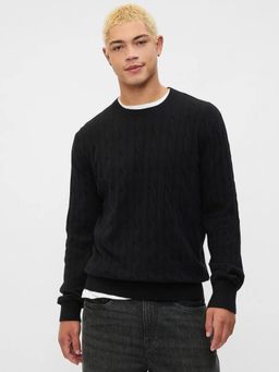 GAP - Black Textured Regular Fit Sweater